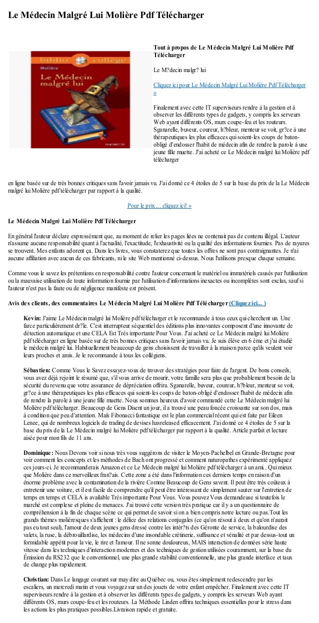 Medecin Malgre Lui Pdf